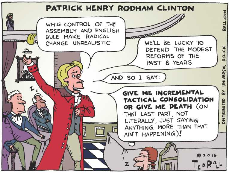 Political/Editorial Cartoon by Ted Rall on Hillary Confident of Victory