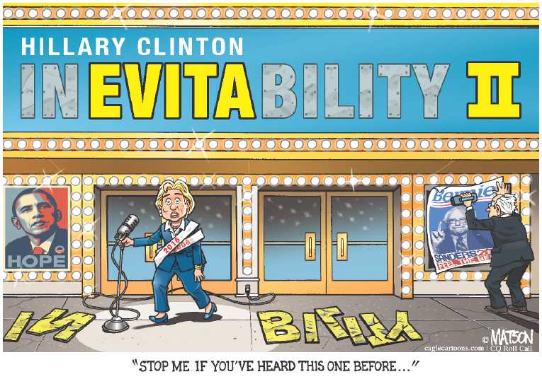 Political/Editorial Cartoon by RJ Matson, Cagle Cartoons on Hillary Confident of Victory