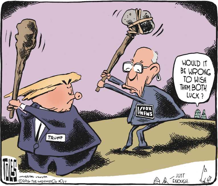 Political/Editorial Cartoon by Tom Toles, Washington Post on Trump Skips Debate