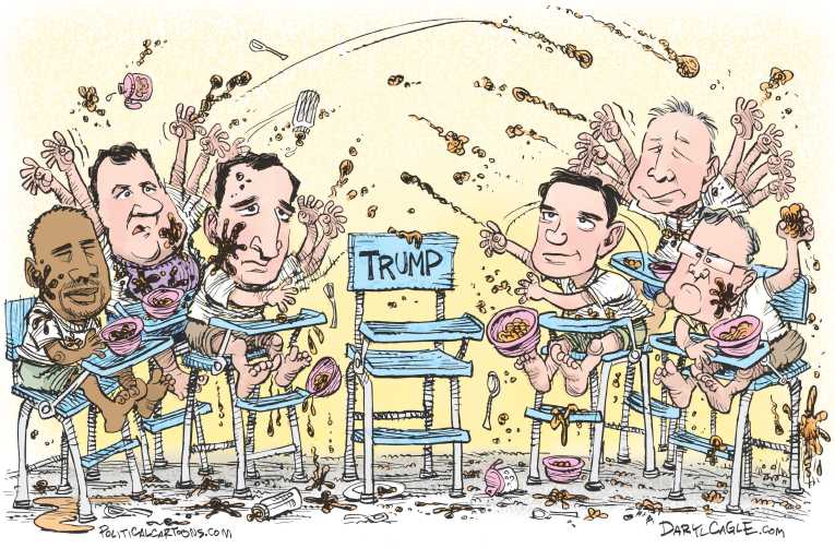 Political/Editorial Cartoon by Daryl Cagle, Cagle Cartoons on Trump Skips Debate
