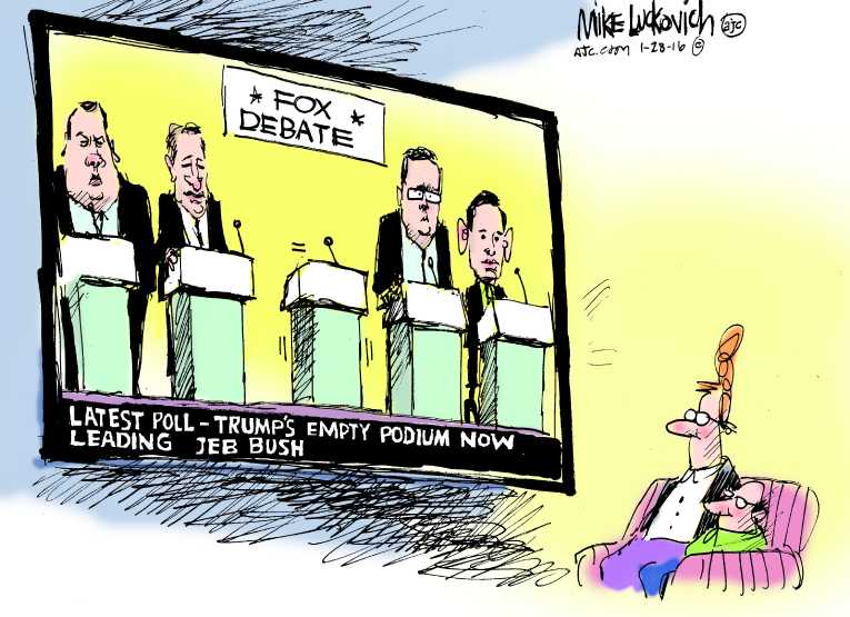 Political/Editorial Cartoon by Mike Luckovich, Atlanta Journal-Constitution on Trump Skips Debate
