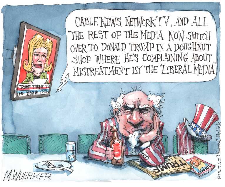 Political/Editorial Cartoon by Matt Wuerker, Politico on Trump Skips Debate