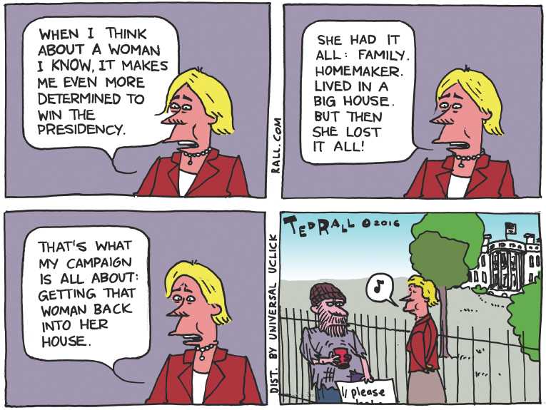 Political/Editorial Cartoon by Ted Rall on Clinton Claims Victory