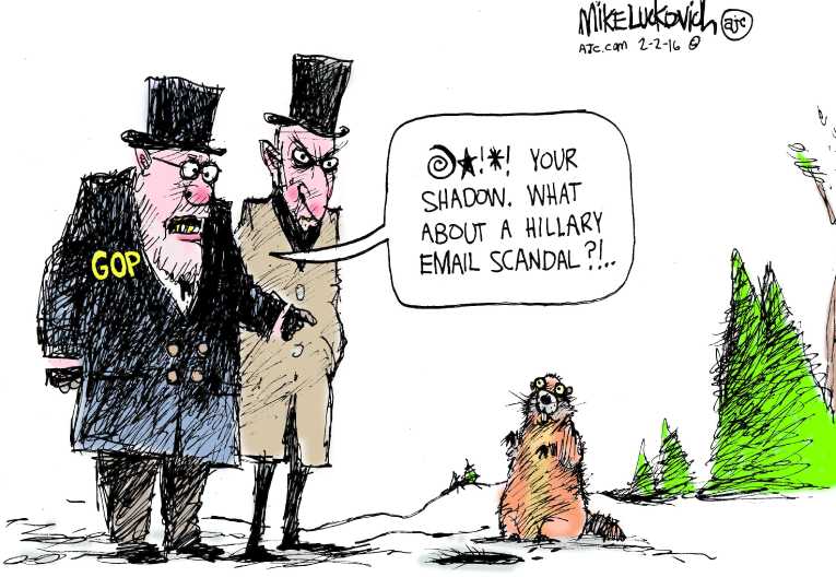 Political/Editorial Cartoon by Mike Luckovich, Atlanta Journal-Constitution on Early Spring Predicted