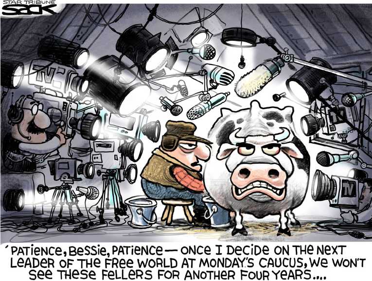 Political/Editorial Cartoon by Steve Sack, Minneapolis Star Tribune on Race Moves to New Hampshire