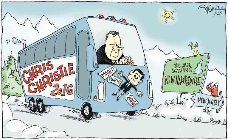 Political/Editorial Cartoon by Signe Wilkinson, Philadelphia Daily News on Bernie Wins Big In New Hampshire
