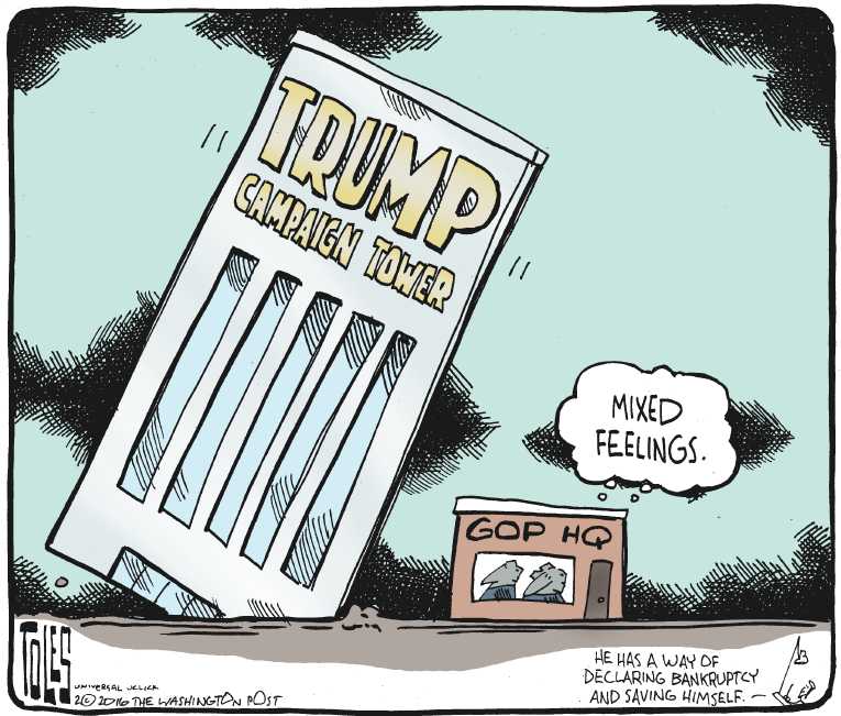 Political/Editorial Cartoon by Tom Toles, Washington Post on GOP Race Went as Predicted