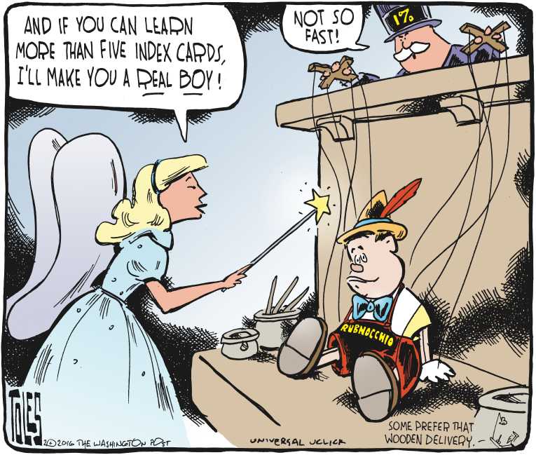 Political/Editorial Cartoon by Tom Toles, Washington Post on Rubio Crashes