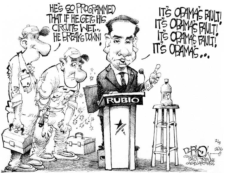 Political/Editorial Cartoon by John Darkow, Columbia Daily Tribune, Missouri on Rubio Crashes