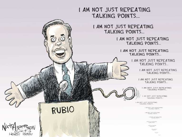 Political/Editorial Cartoon by Nick Anderson, Houston Chronicle on Rubio Crashes