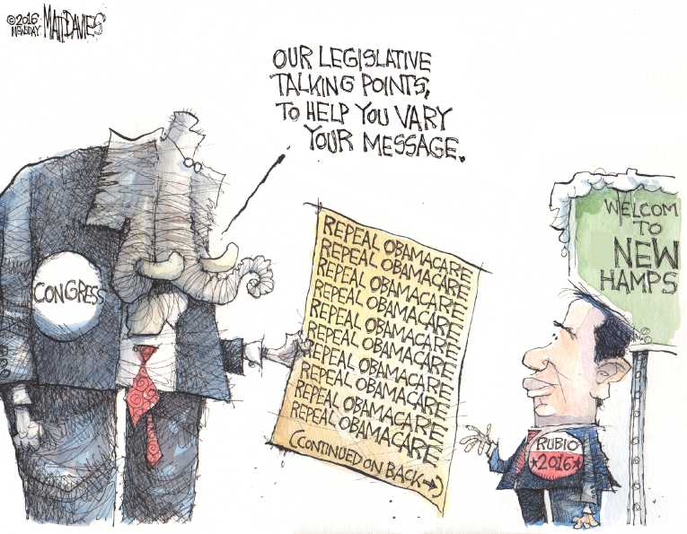 Political/Editorial Cartoon by Matt Davies, Journal News on Rubio Crashes