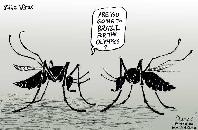 Political/Editorial Cartoon by Patrick Chappatte, International Herald Tribune on New Risk for Olympics