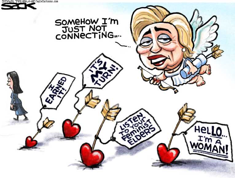 Political/Editorial Cartoon by Steve Sack, Minneapolis Star Tribune on Clinton Campaign Wobbling