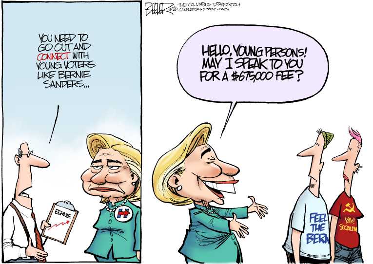 Political/Editorial Cartoon by Nate Beeler, Washington Examiner on Clinton Campaign Wobbling