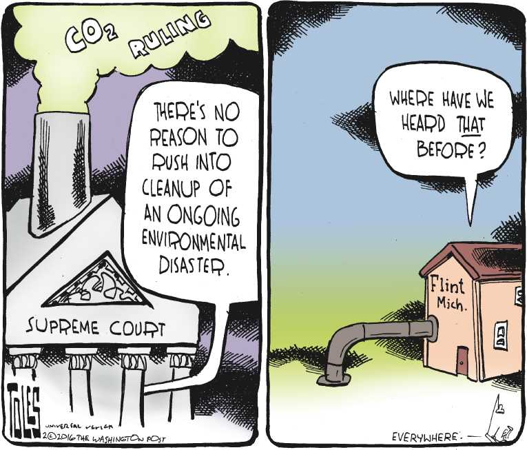 Political/Editorial Cartoon by Tom Toles, Washington Post on Supreme Court Okays Pollution