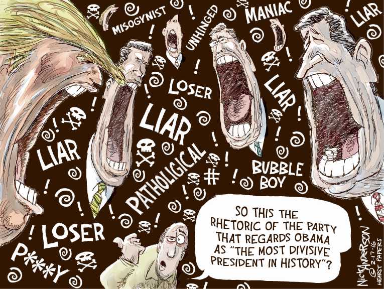 Political/Editorial Cartoon by Nick Anderson, Houston Chronicle on Trump States the Obvious
