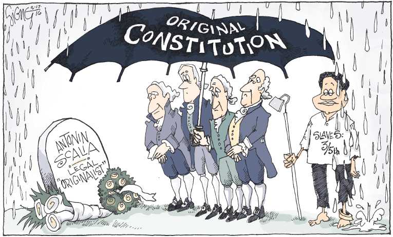 Political/Editorial Cartoon by Signe Wilkinson, Philadelphia Daily News on Scalia Dead