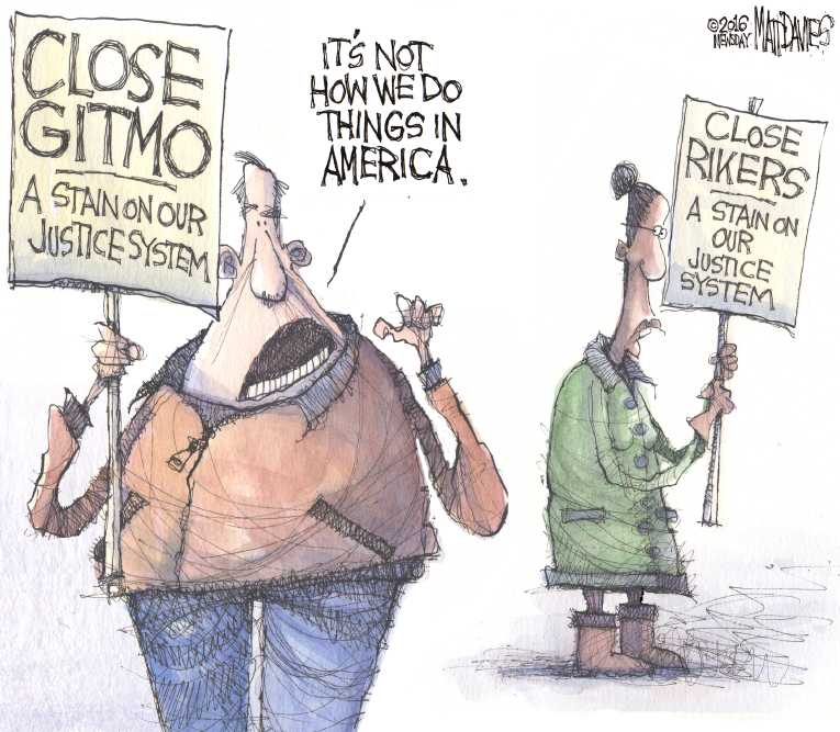 Political/Editorial Cartoon by Matt Davies, Journal News on President Proposes Gitmo Shutdown