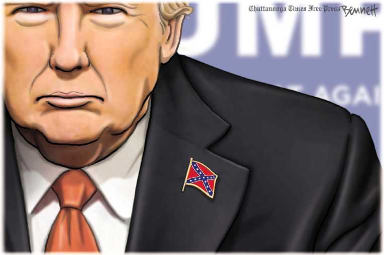 Political/Editorial Cartoon by Clay Bennett, Chattanooga Times Free Press on Trump Takes Racist Vote