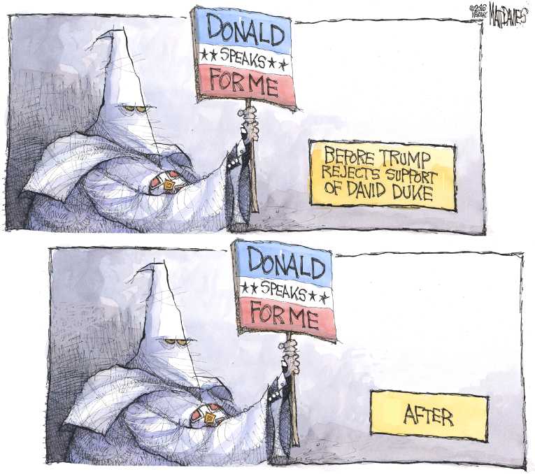 Political/Editorial Cartoon by Matt Davies, Journal News on Trump Takes Racist Vote