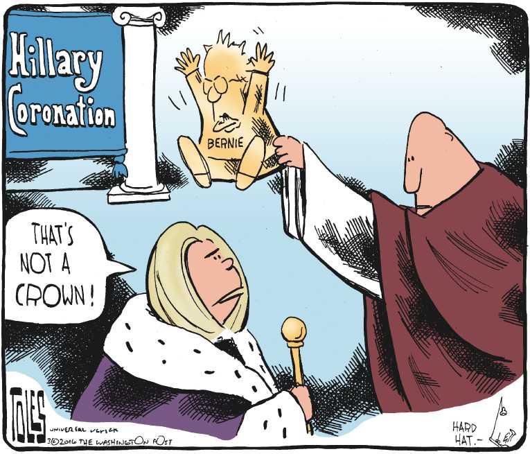 Political/Editorial Cartoon by Tom Toles, Washington Post on Sanders Wins Michigan