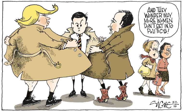 Political Cartoon On Candidates Debate Penis Size By Signe Wilkinson Philadelphia Daily News