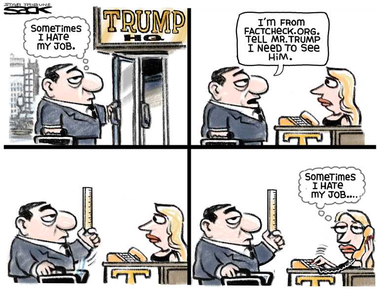 Political/Editorial Cartoon by Steve Sack, Minneapolis Star Tribune on Candidates Debate Penis Size