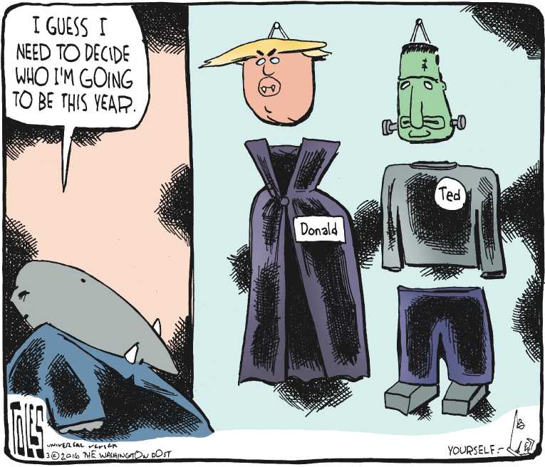 Political/Editorial Cartoon by Tom Toles, Washington Post on GOP Aims at Trump