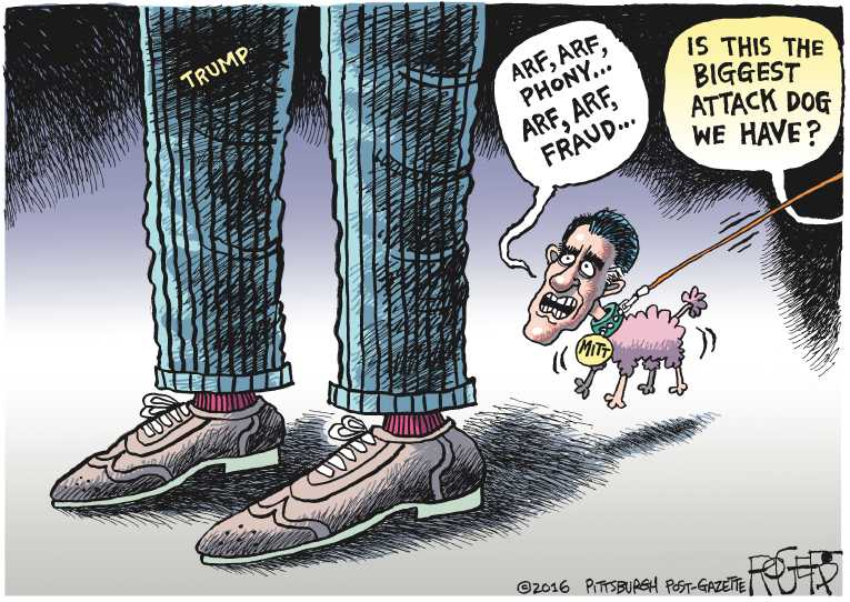 Political/Editorial Cartoon by Rob Rogers, The Pittsburgh Post-Gazette on GOP Aims at Trump