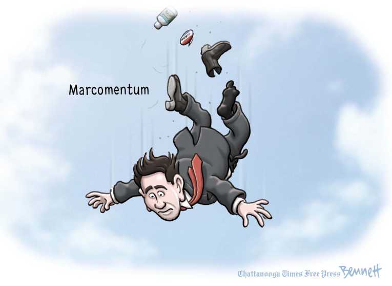 Political/Editorial Cartoon by Clay Bennett, Chattanooga Times Free Press on GOP Aims at Trump