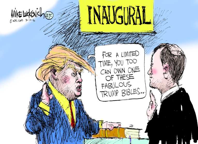 Political/Editorial Cartoon by Mike Luckovich, Atlanta Journal-Constitution on GOP Aims at Trump