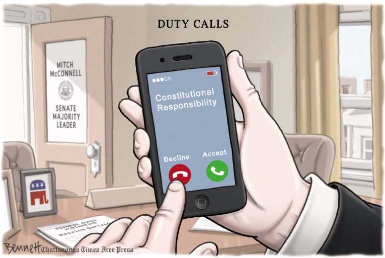 Political/Editorial Cartoon by Clay Bennett, Chattanooga Times Free Press on Obama Nominates Merrick Garland