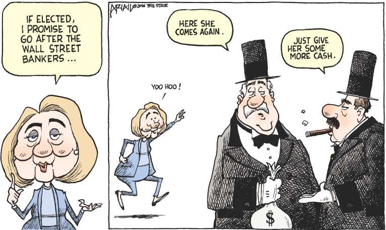Political/Editorial Cartoon by Robert Ariail on Corporate Media Anoint Clinton