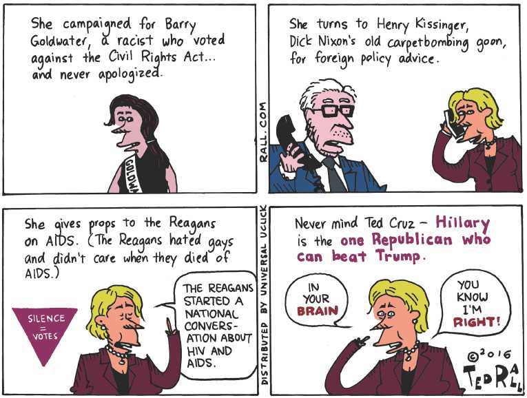 Political/Editorial Cartoon by Ted Rall on Corporate Media Anoint Clinton