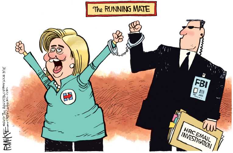 Political/Editorial Cartoon by Rick McKee, The Augusta Chronicle on Corporate Media Anoint Clinton