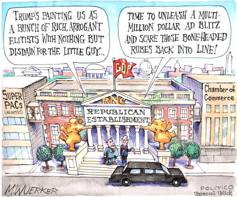 Political/Editorial Cartoon by Matt Wuerker, Politico on Trump Widens Lead