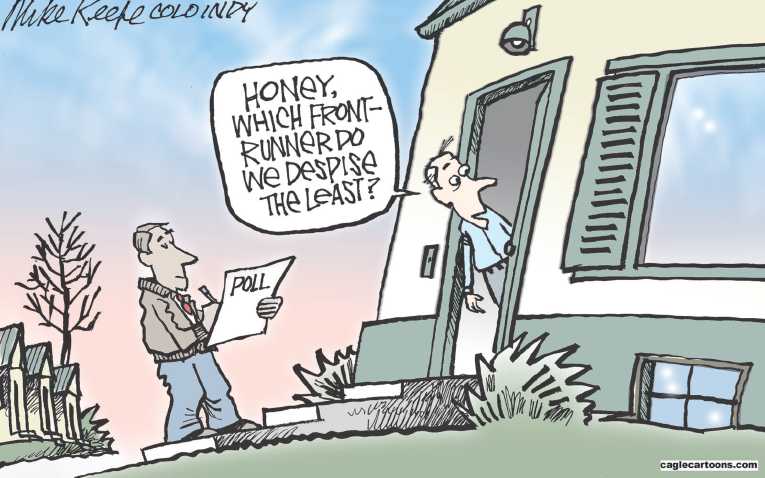 Political/Editorial Cartoon by Mike Keefe, Denver Post on Voters Excited