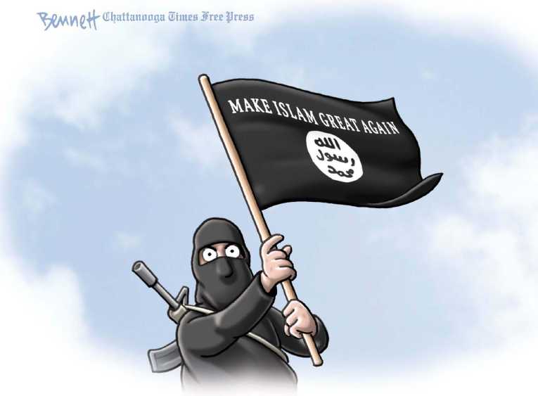 Political/Editorial Cartoon by Clay Bennett, Chattanooga Times Free Press on Terrorism Strikes Brussels