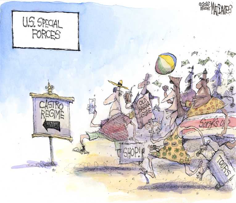 Political/Editorial Cartoon by Matt Davies, Journal News on Obama Visits Cuba