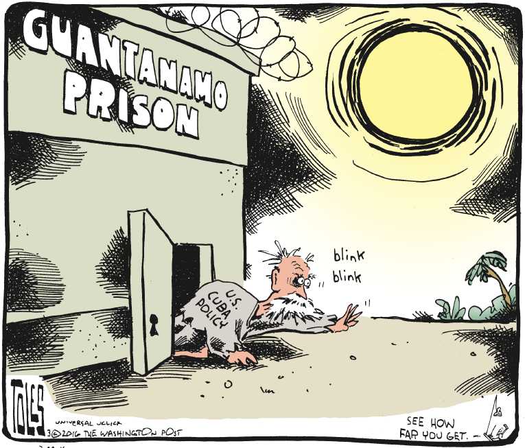Political/Editorial Cartoon by Tom Toles, Washington Post on Obama Visits Cuba