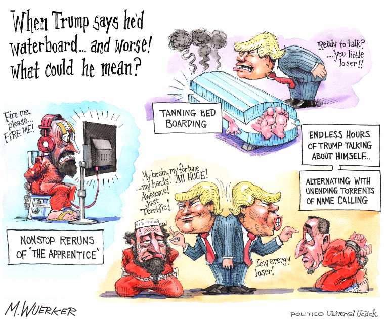 Political/Editorial Cartoon by Matt Wuerker, Politico on Trump, Cruz Respond to Attacks