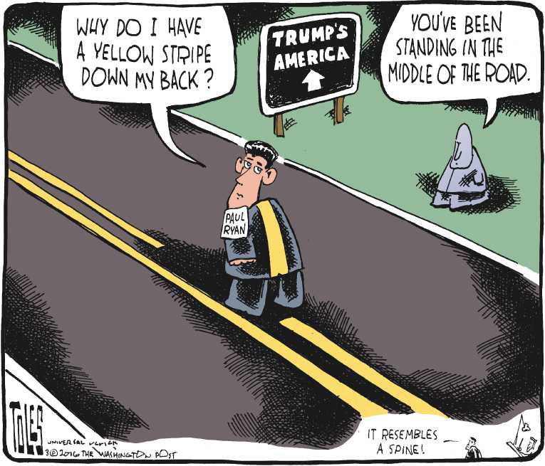 Political/Editorial Cartoon by Tom Toles, Washington Post on Trump Racing Toward Nomination