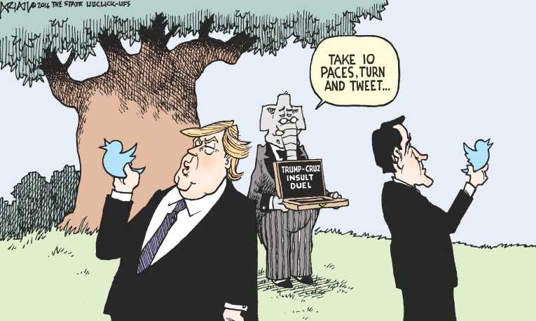 Political/Editorial Cartoon by Robert Ariail on Republican Race Growing Nastier