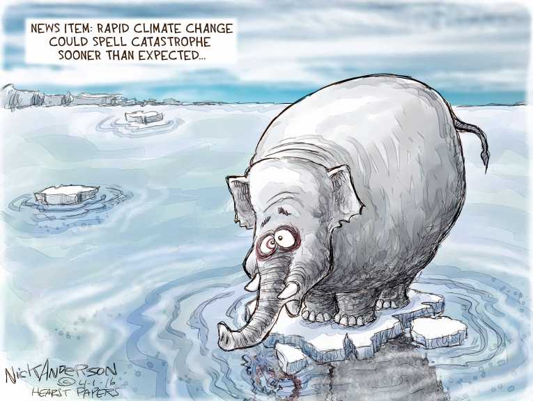 Political/Editorial Cartoon by Nick Anderson, Houston Chronicle on Earth Heating Up Quickly