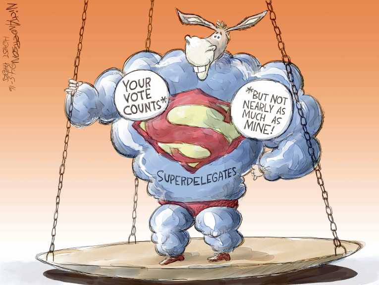 Political/Editorial Cartoon by Nick Anderson, Houston Chronicle on Sanders Wins Wisconsin
