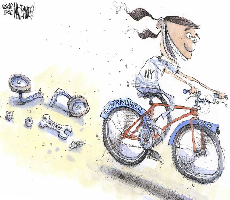 Political/Editorial Cartoon by Matt Davies, Journal News on Sanders Wins Wisconsin