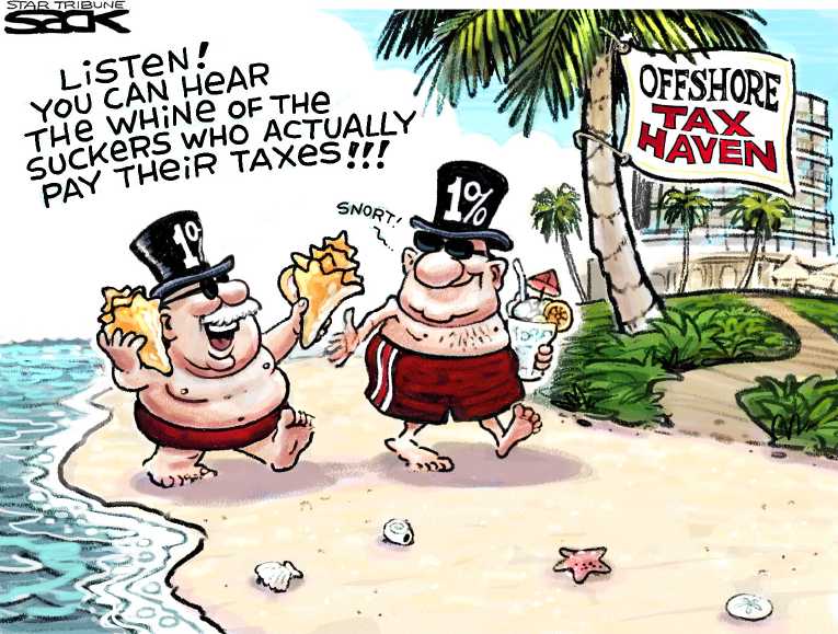 Political/Editorial Cartoon by Steve Sack, Minneapolis Star Tribune on Panama Tax Dodge Uncovered