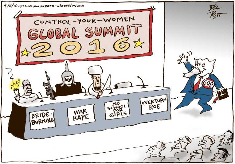 Political/Editorial Cartoon by Joel Pett, Lexington Herald-Leader, CWS/CartoonArts Intl. on GOP Goes More Fundamental