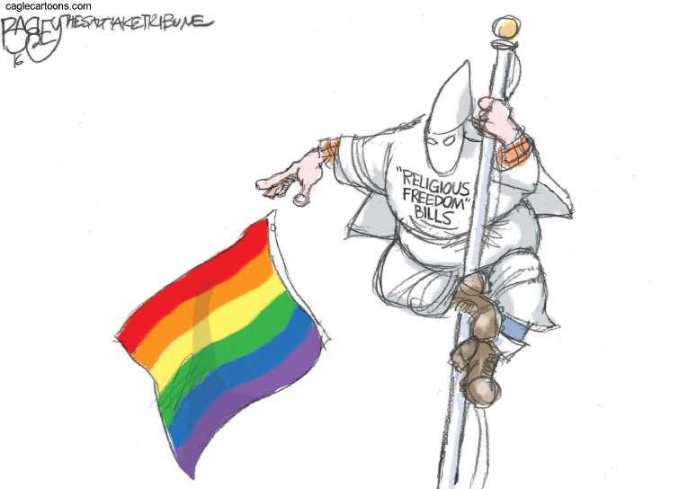 Political/Editorial Cartoon by Pat Bagley, Salt Lake Tribune on North Carolina Not Gay