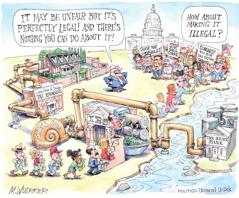 Political/Editorial Cartoon by Matt Wuerker, Politico on Americans Hidden in Panama Papers